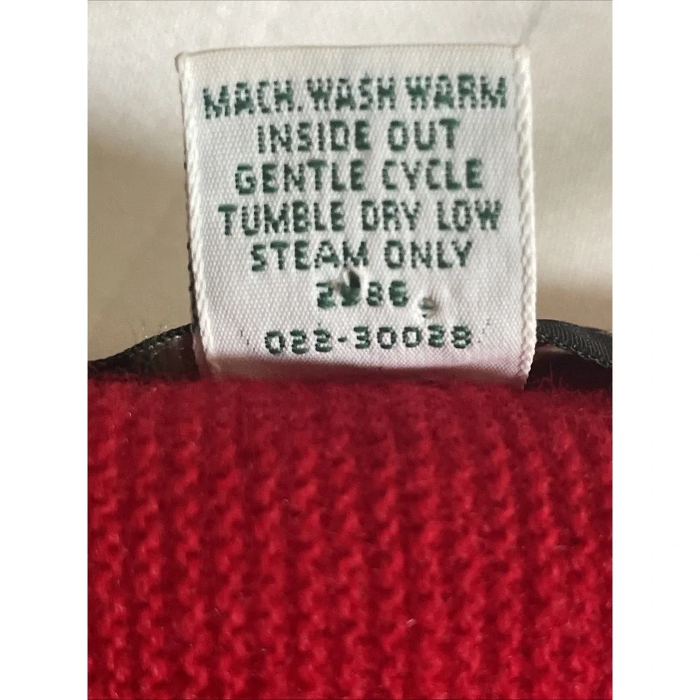 Vintage IZOD Mens Red V Neck Long Sleeve Pullover Sweater Large USA Made Acrylic
